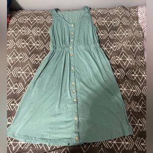 Sage green button down dress, with pockets